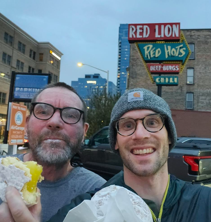 Don P and Joe P celebrate after their 5K